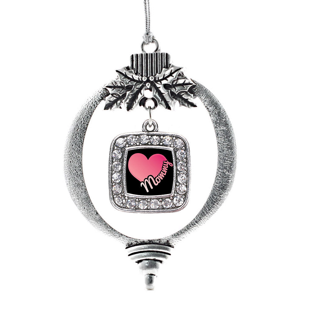 Silver Mommy Square Charm Holiday Ornament