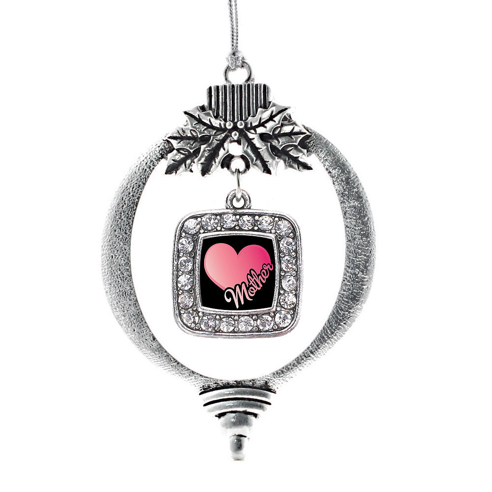 Silver Mother Square Charm Holiday Ornament