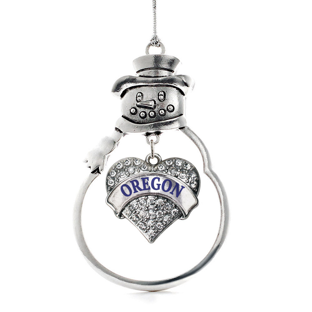Silver Oregon Pave Heart Charm Snowman Ornament