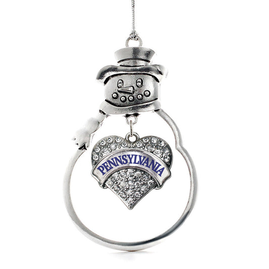 Silver Pennsylvania Pave Heart Charm Snowman Ornament