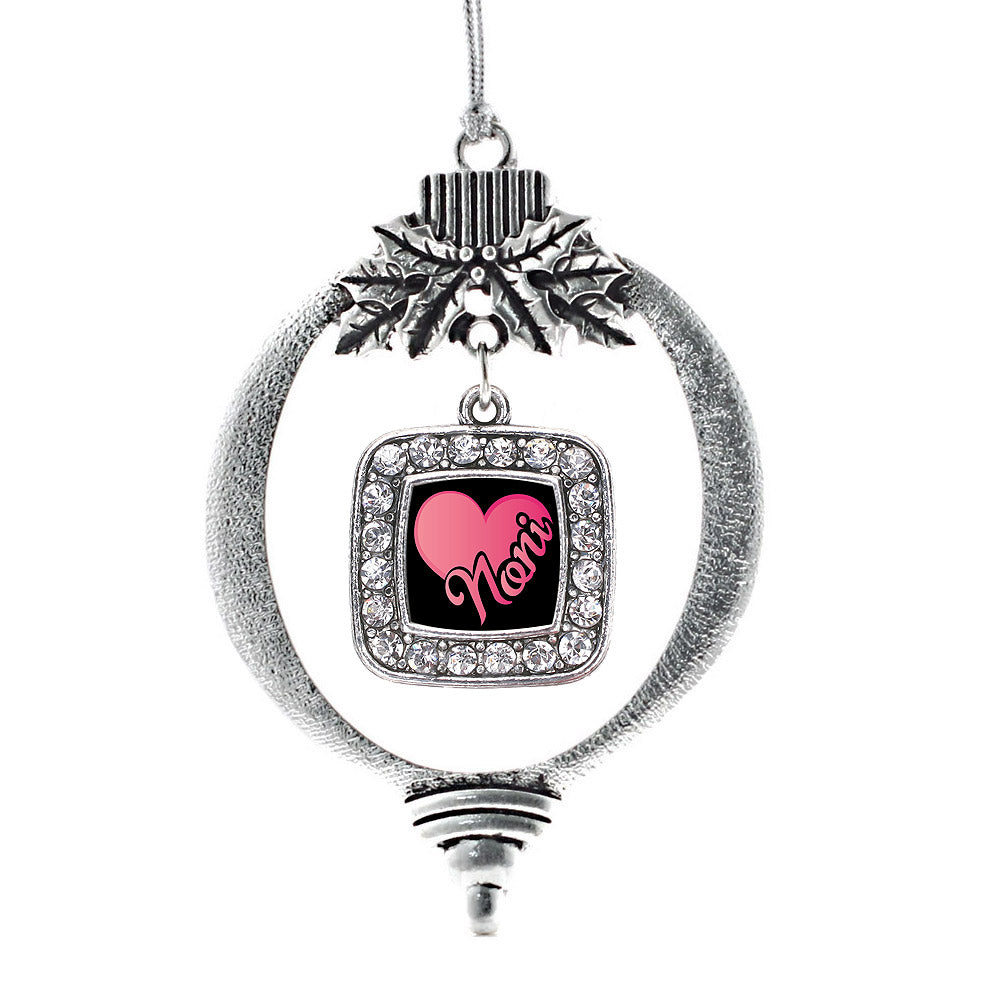 Silver Noni Square Charm Holiday Ornament