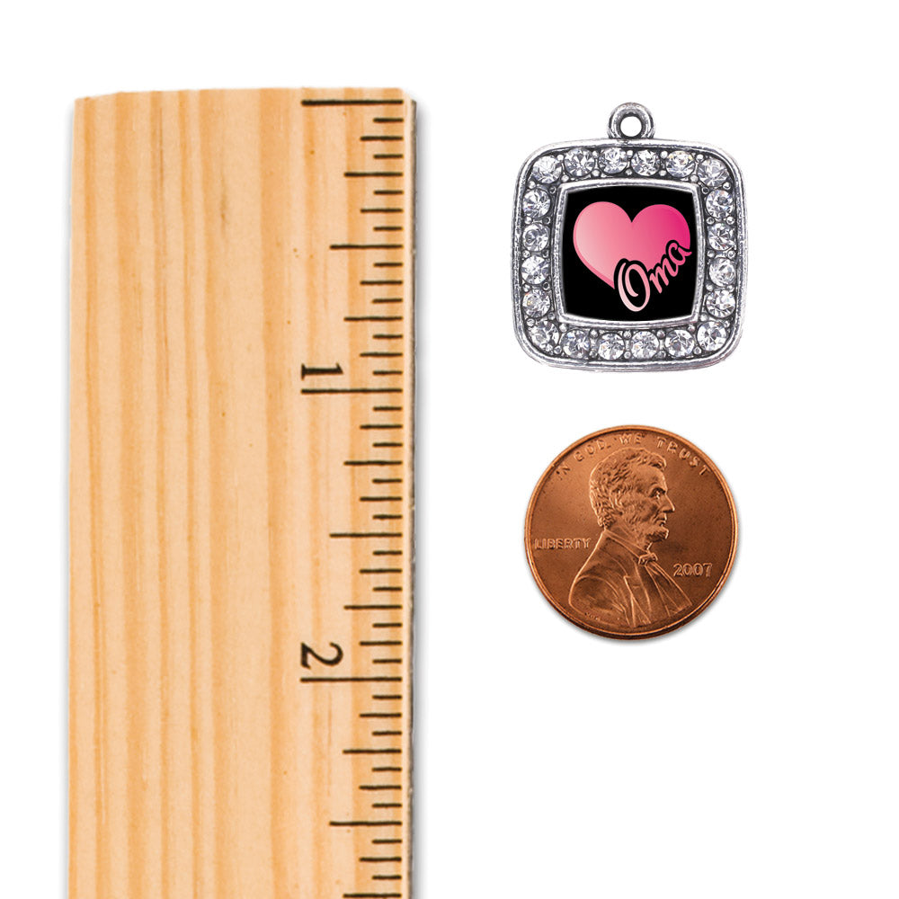 Silver Oma Square Charm Holiday Ornament