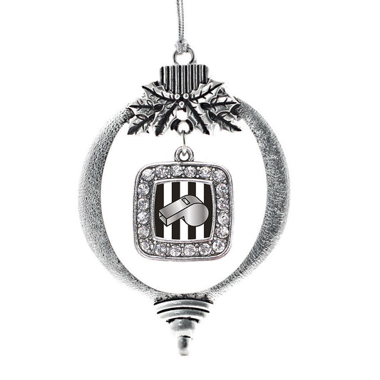 Silver Referee Square Charm Holiday Ornament