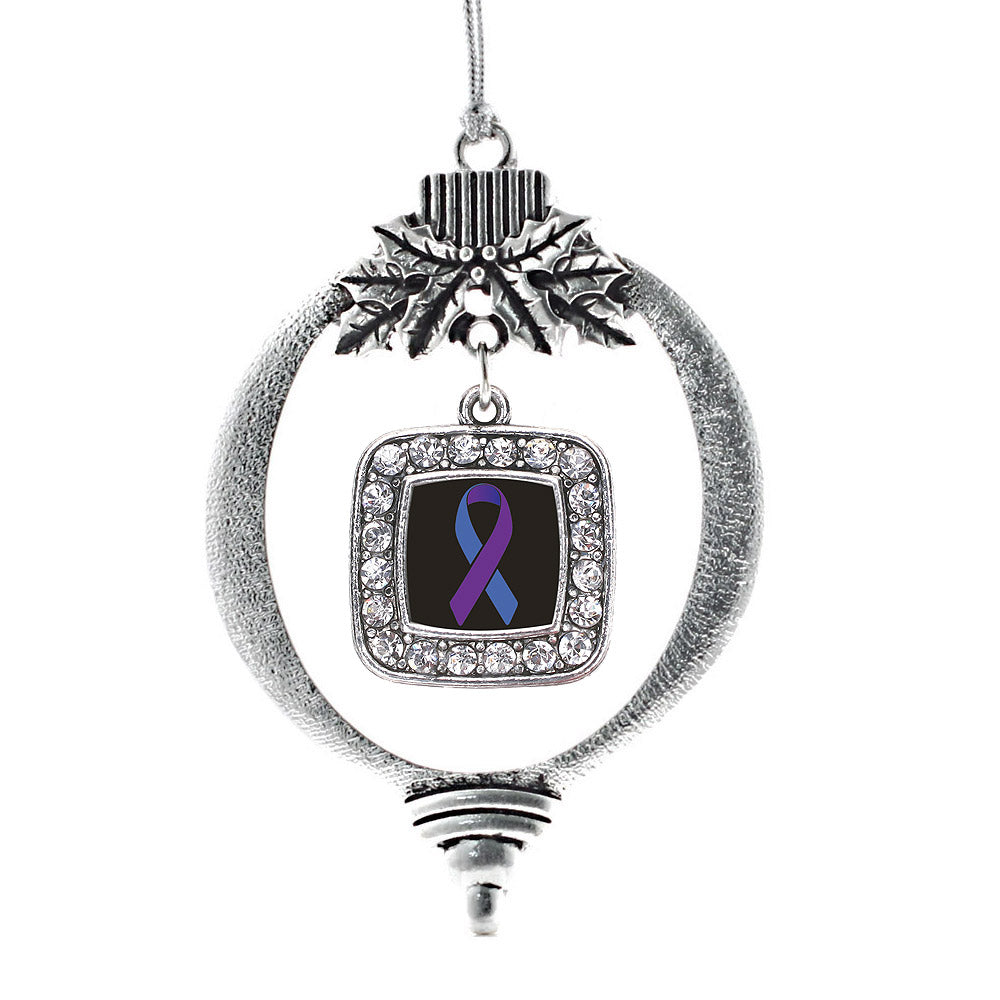 Silver Rheumatoid Arthritis Awareness Square Charm Holiday Ornament