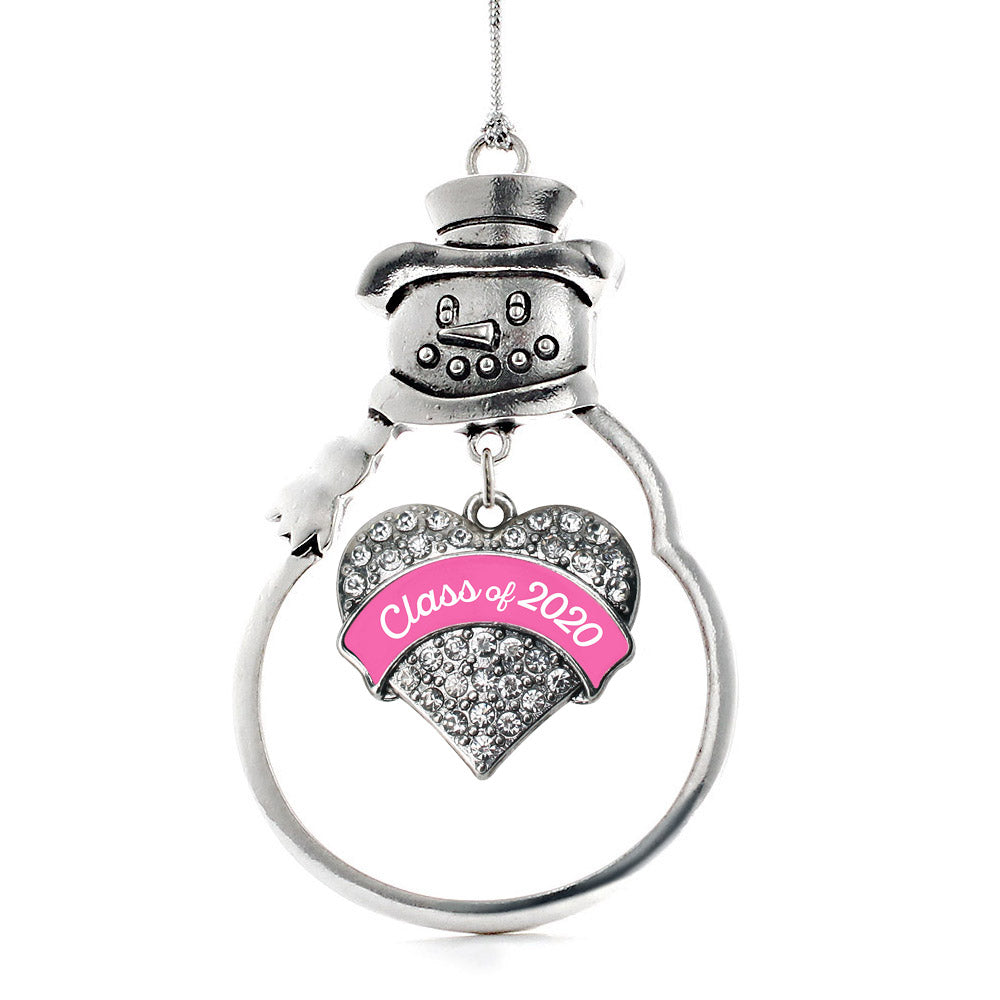 Silver Class of 2020 - Pink Pave Heart Charm Snowman Ornament