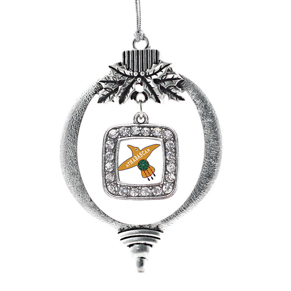 Silver Proud to be Athabascan Square Charm Holiday Ornament
