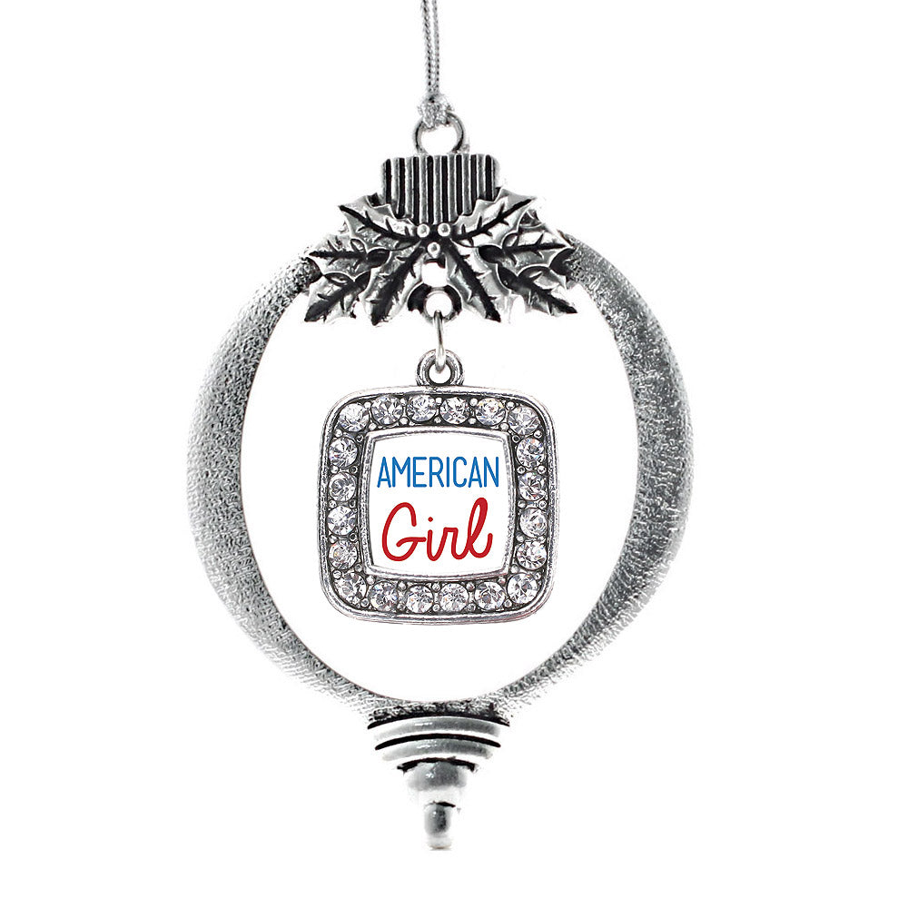 Silver American Girl Square Charm Holiday Ornament
