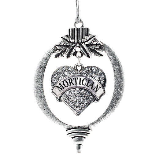 Silver Mortician Pave Heart Charm Holiday Ornament