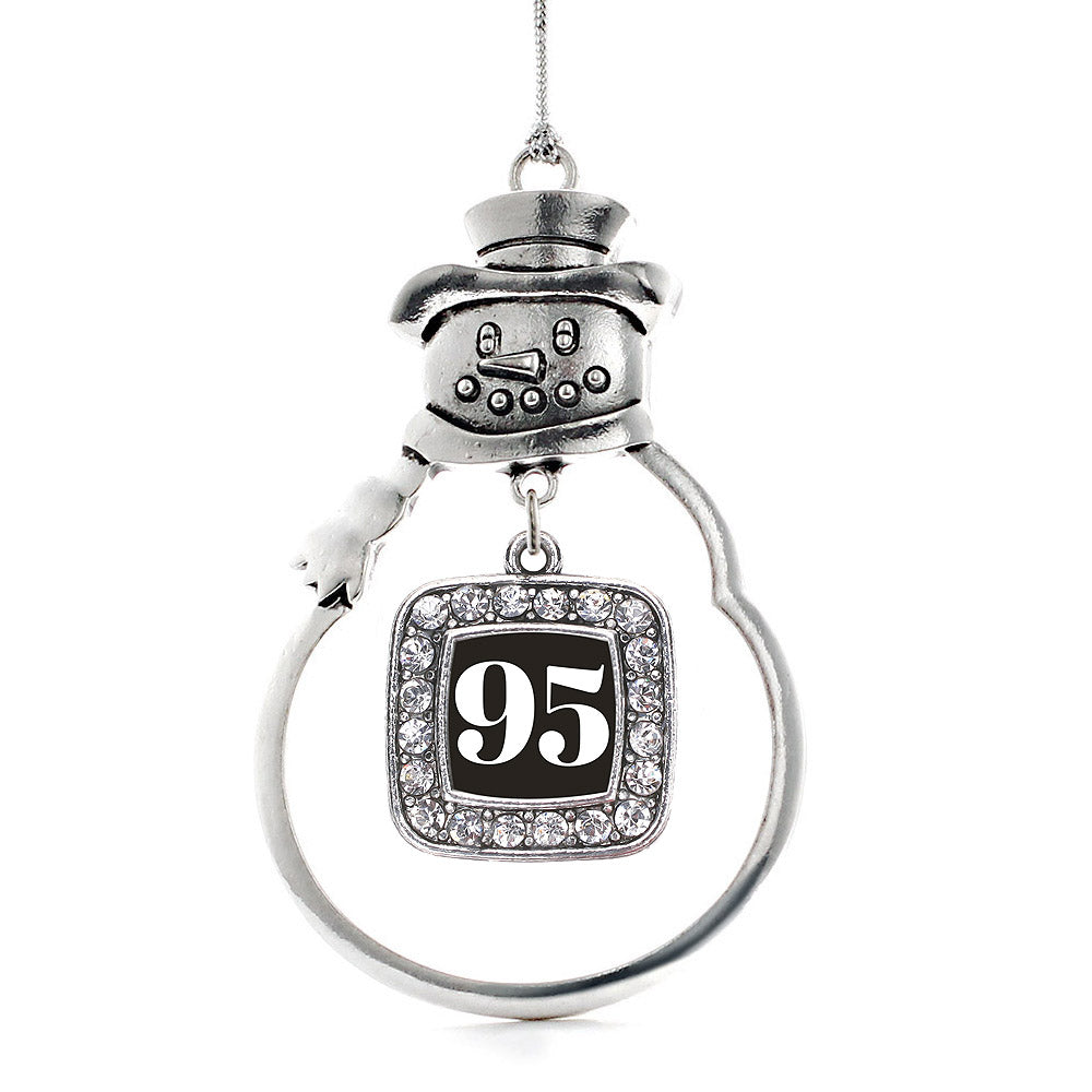 Silver Sport Number 95 Square Charm Snowman Ornament