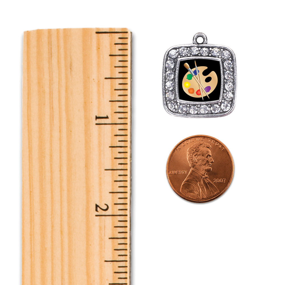 Silver The Artist Square Charm Snowman Ornament