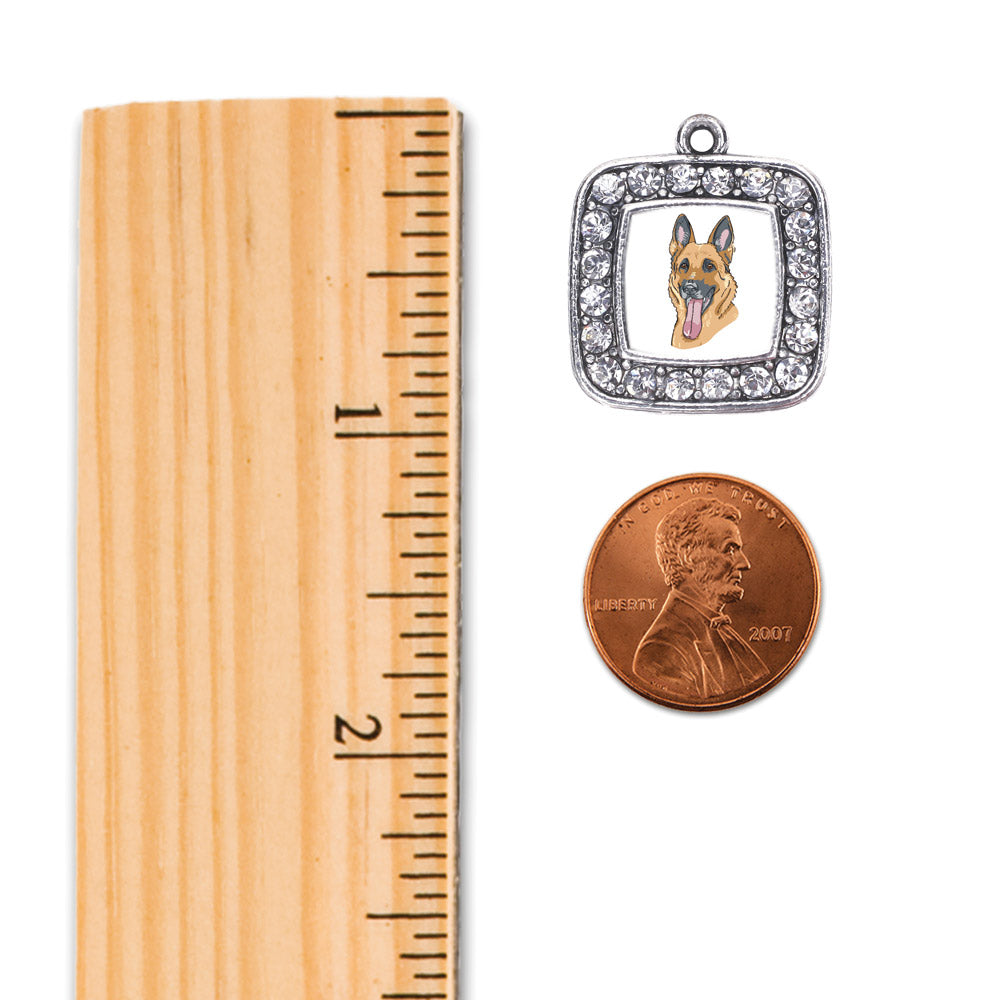 Silver The German Shepherd Square Charm Snowman Ornament
