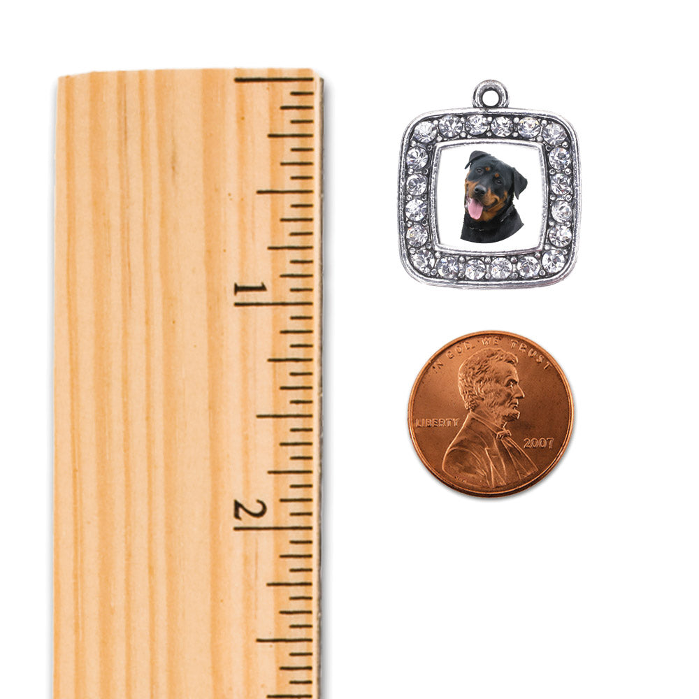 Silver The Rottweiler Square Charm Holiday Ornament