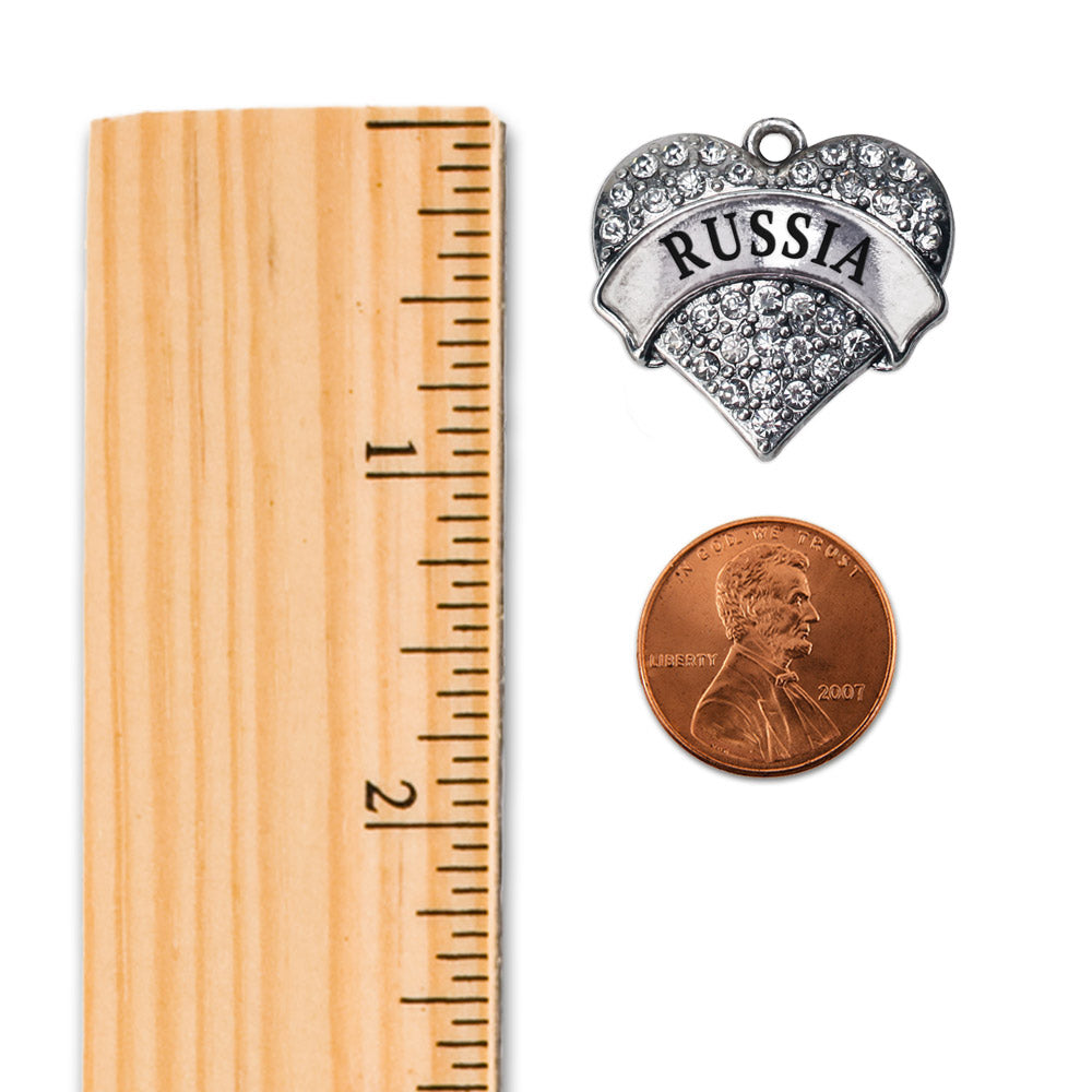 Silver Russia Pave Heart Charm Holiday Ornament