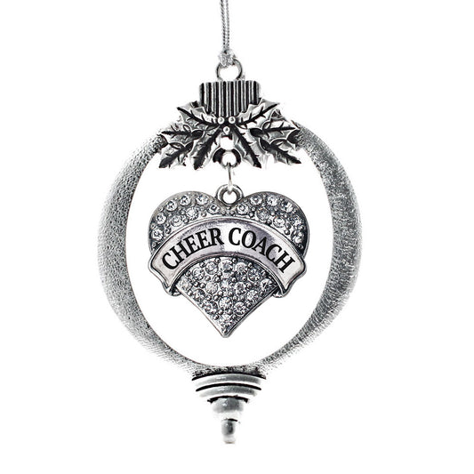 Silver Cheer Coach Pave Heart Charm Holiday Ornament