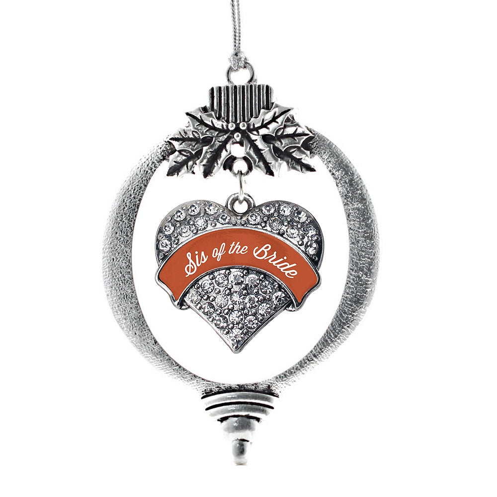 Silver Rust Sis of Bride Pave Heart Charm Holiday Ornament