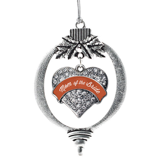 Silver Rust Mom of Bride Pave Heart Charm Holiday Ornament