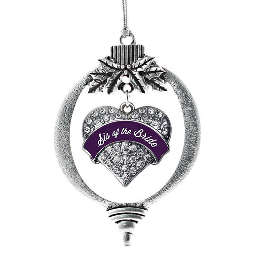Silver Plum Sis of Bride Pave Heart Charm Holiday Ornament