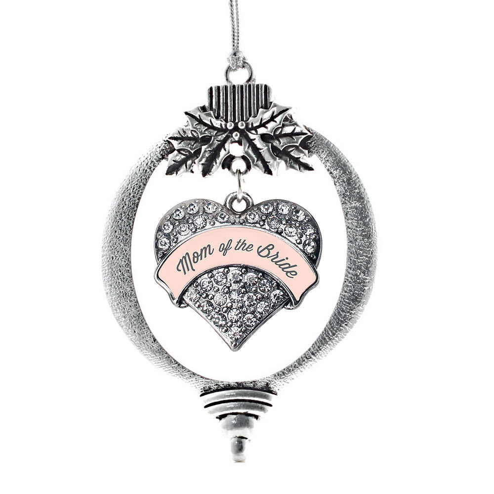 Silver Nude Mom of Bride Pave Heart Charm Holiday Ornament