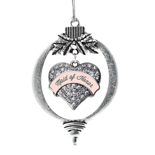 Silver Nude Maid of Honor Pave Heart Charm Holiday Ornament