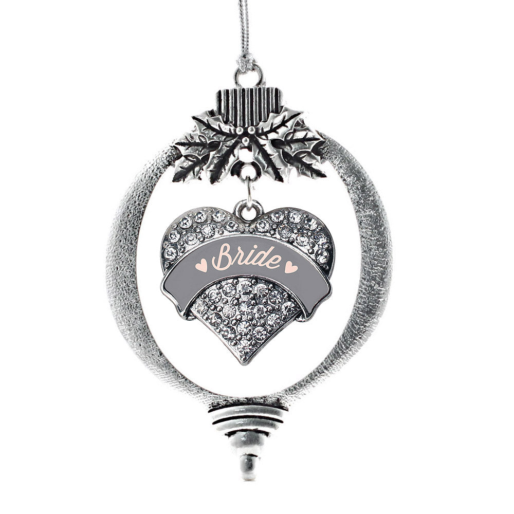 Silver Nude Bride Pave Heart Charm Holiday Ornament