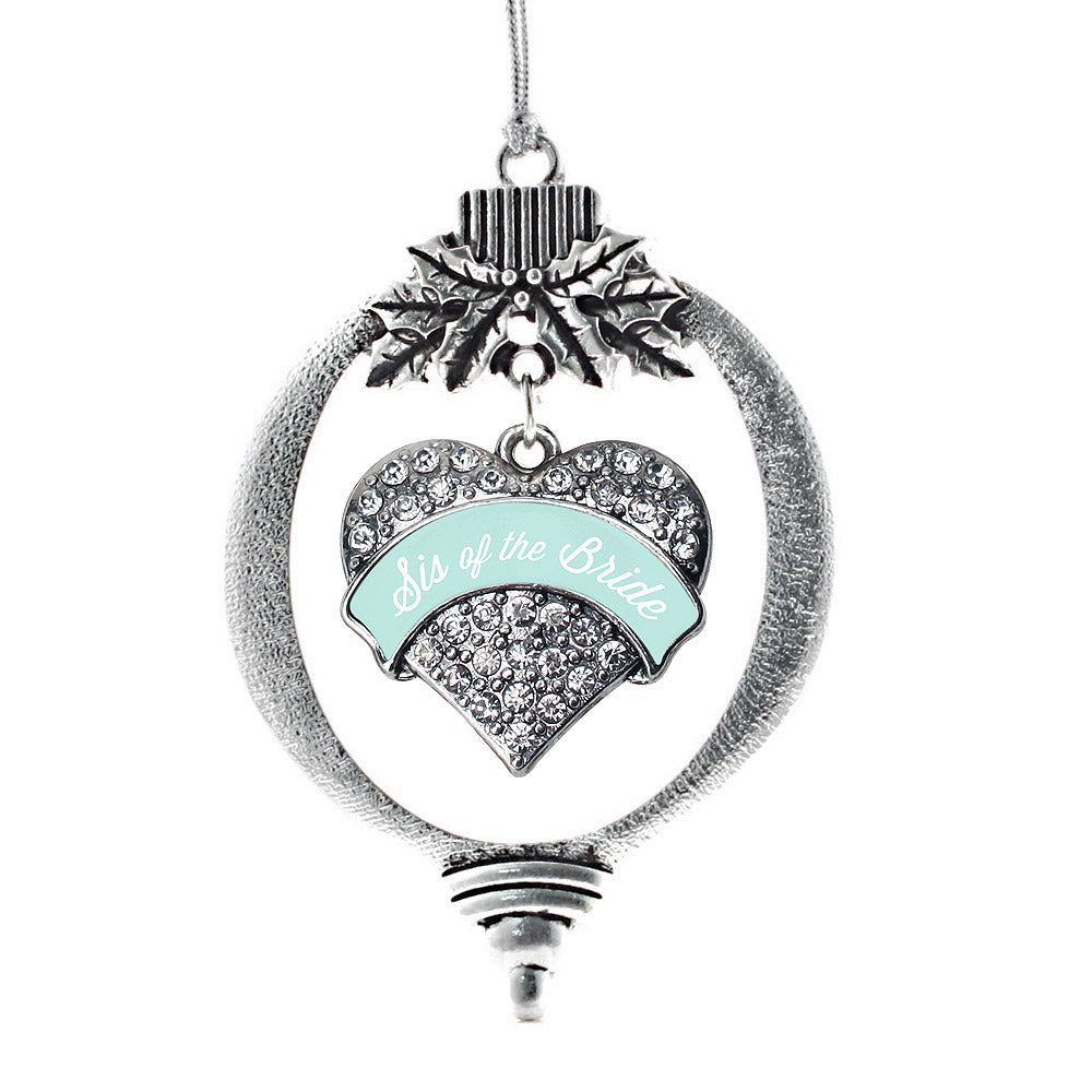 Silver Mint Sis of Bride Pave Heart Charm Holiday Ornament