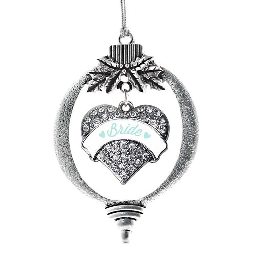 Silver Mint Bride Pave Heart Charm Holiday Ornament