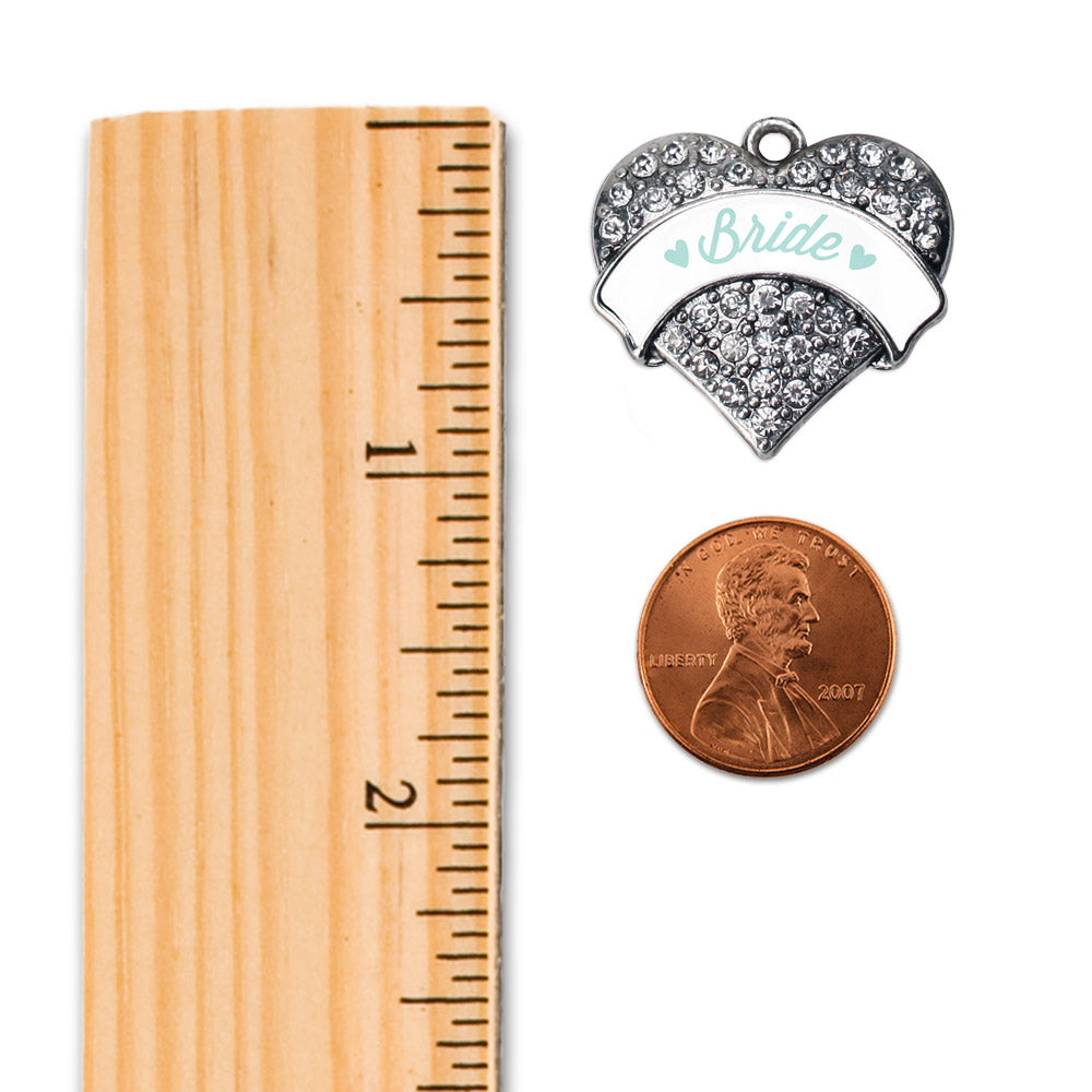 Silver Mint Bride Pave Heart Charm Holiday Ornament