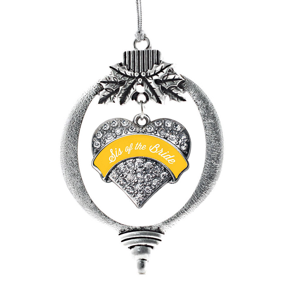 Silver Marigold Sis of the Bride Pave Heart Charm Holiday Ornament