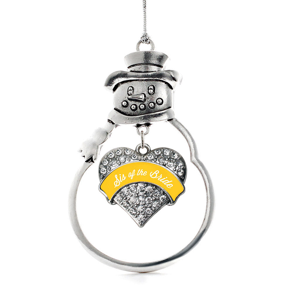 Silver Marigold Sis of the Bride Pave Heart Charm Snowman Ornament