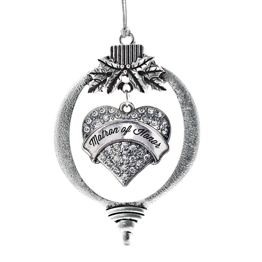 Silver Martron Pave Heart Charm Holiday Ornament