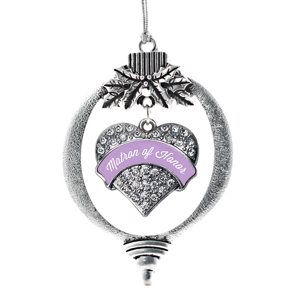 Silver Lavender Matron Pave Heart Charm Holiday Ornament