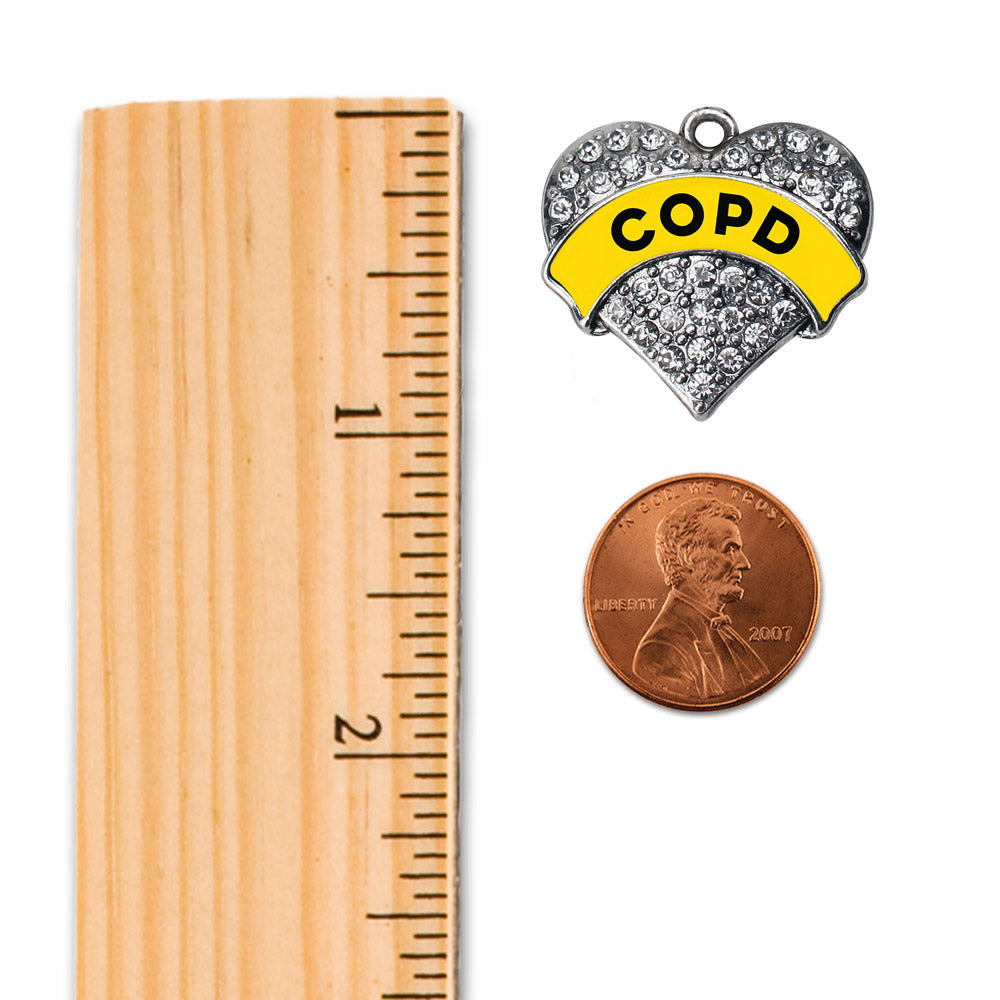 Silver COPD Awareness Pave Heart Charm Holiday Ornament