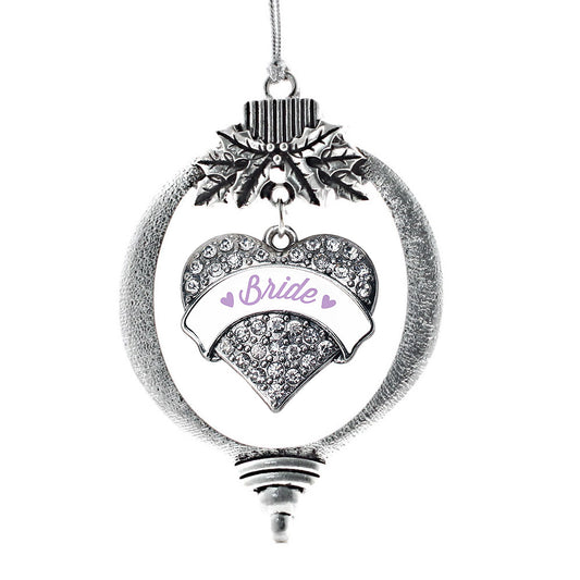 Silver Lavender Bride Pave Heart Charm Holiday Ornament
