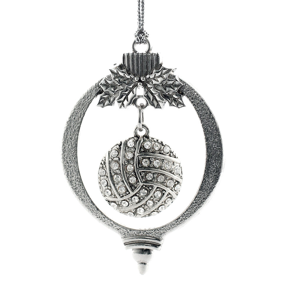 Silver Volleyball Charm Holiday Ornament