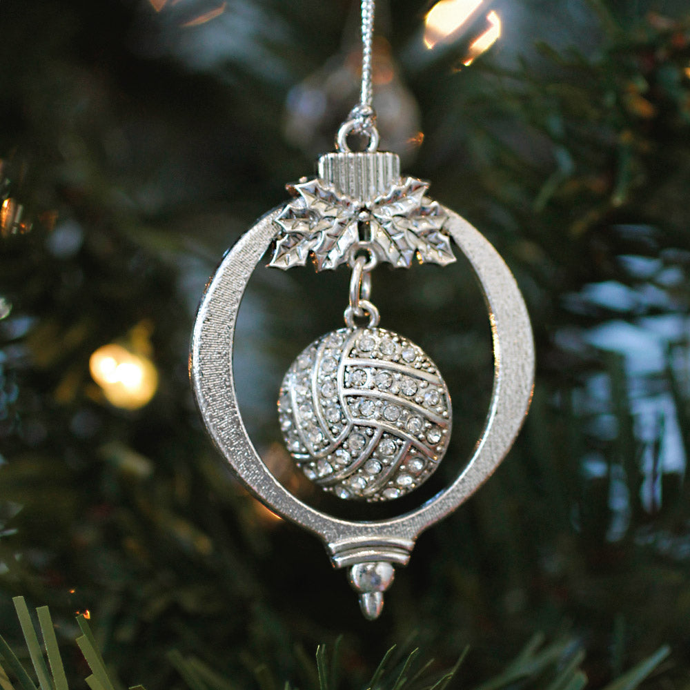 Silver Volleyball Charm Holiday Ornament