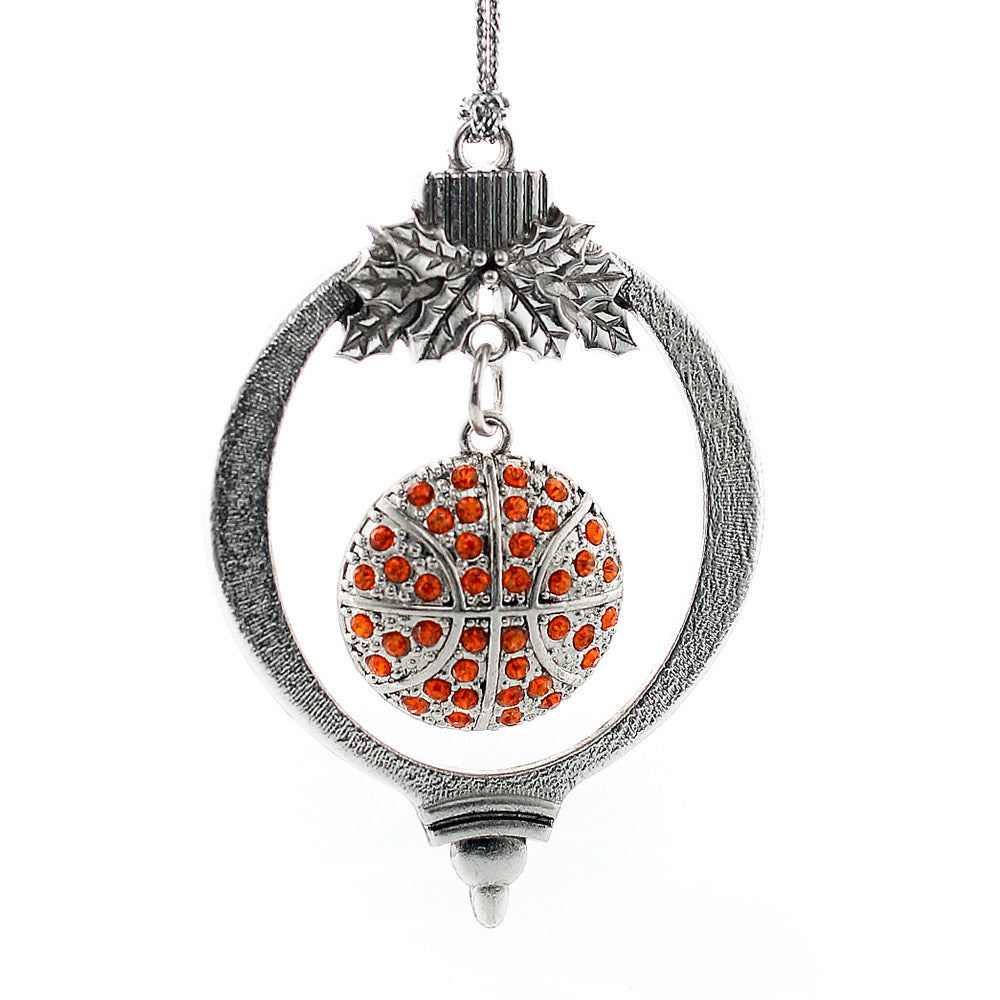 Silver Basketball Charm Holiday Ornament