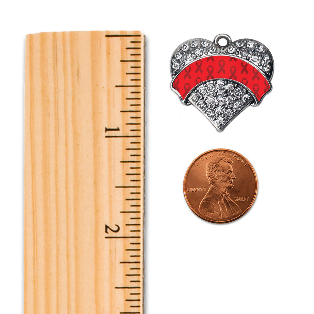 Silver Red Ribbon Support Pave Heart Charm Snowman Ornament