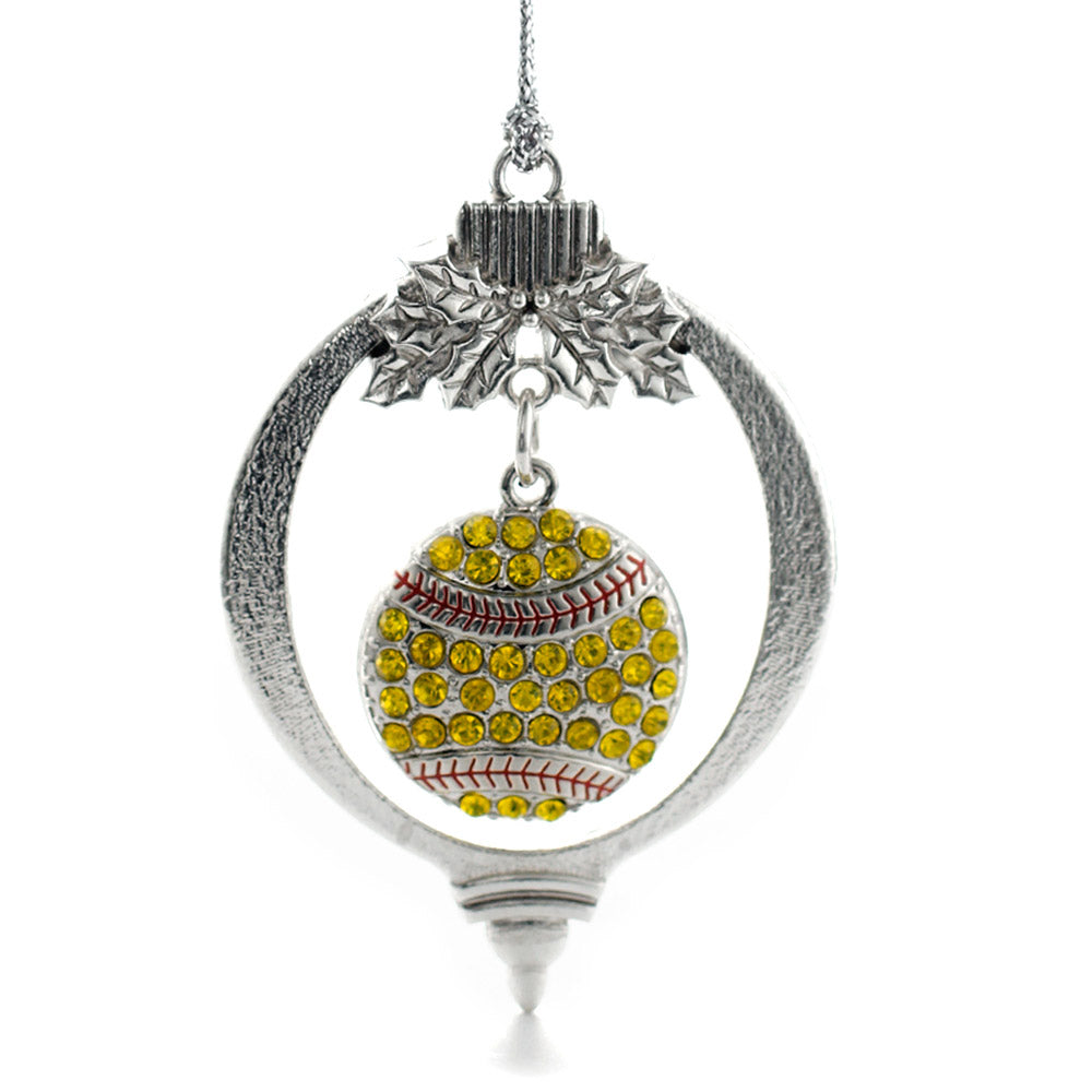 Silver Softball Charm Holiday Ornament