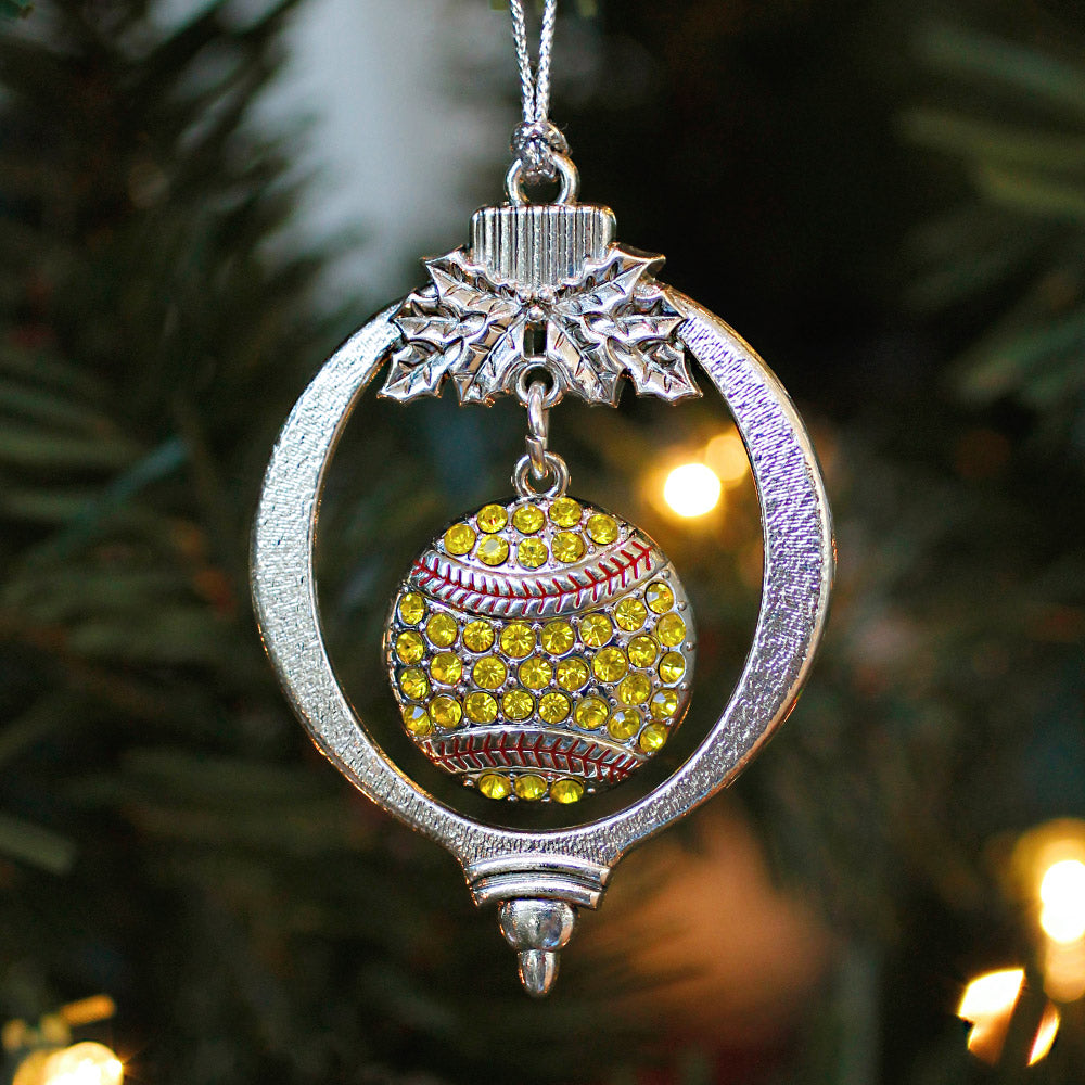 Silver Softball Charm Holiday Ornament