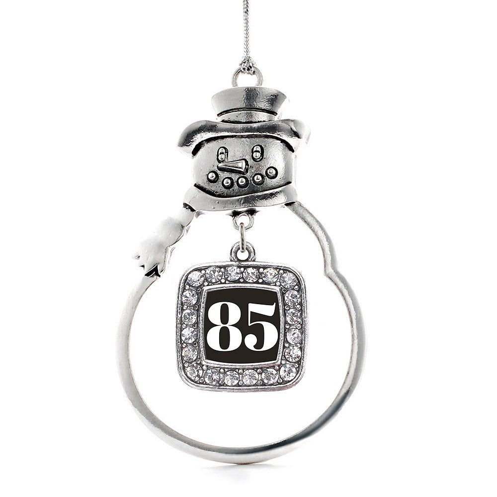 Silver Sport Number 85 Square Charm Snowman Ornament