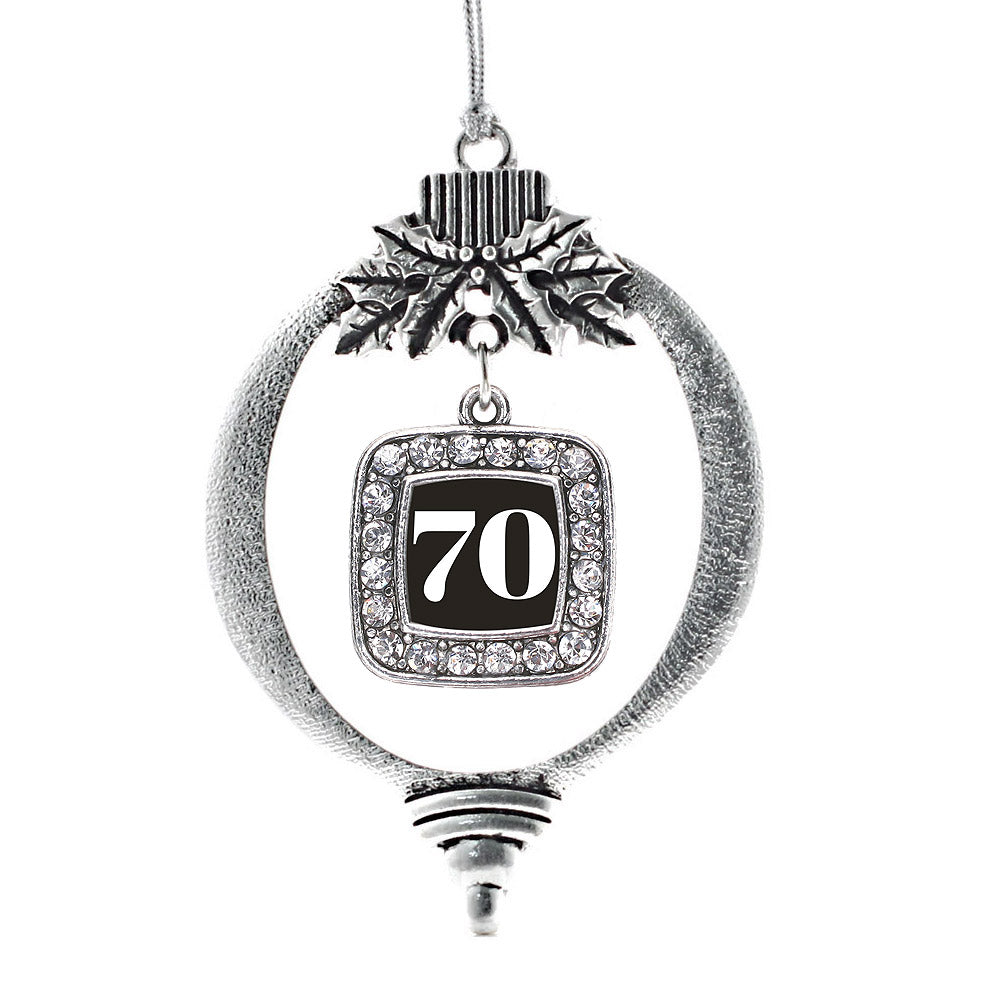 Silver Sport Number 70 Square Charm Holiday Ornament