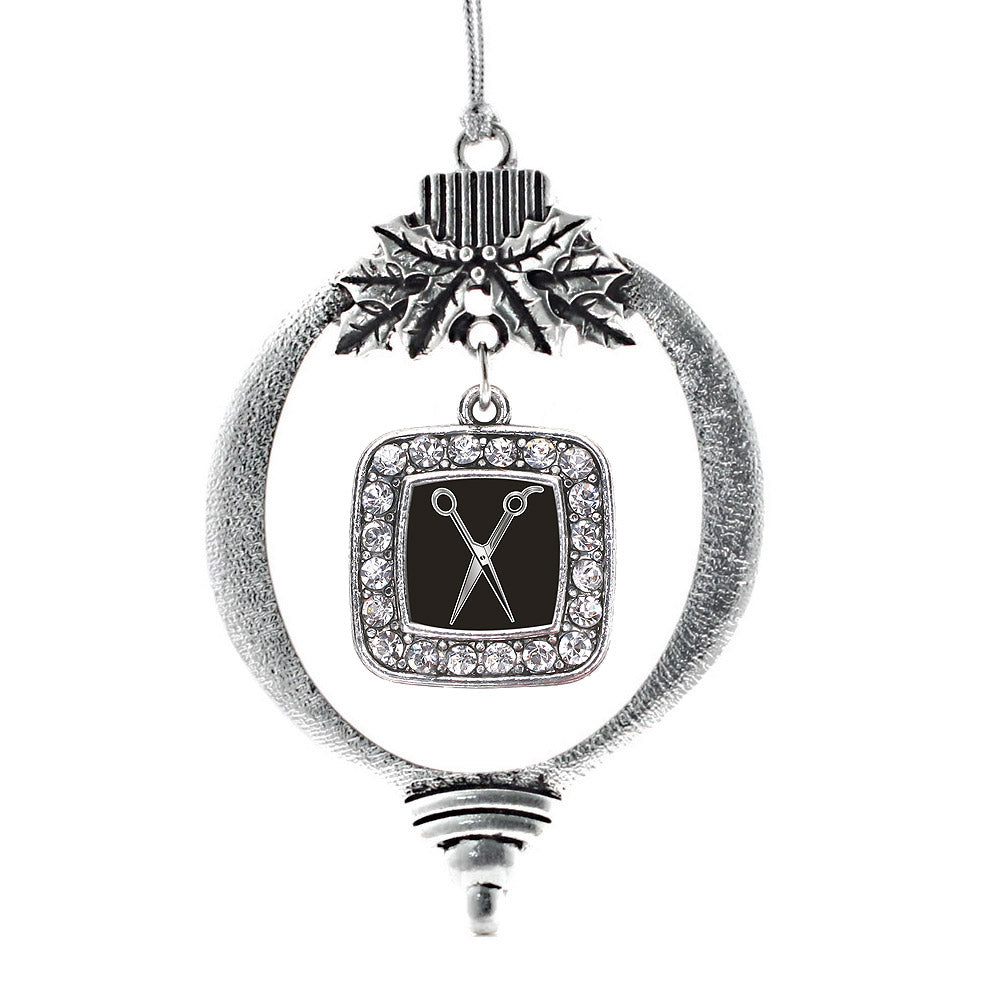 Silver The Stylist Square Charm Holiday Ornament