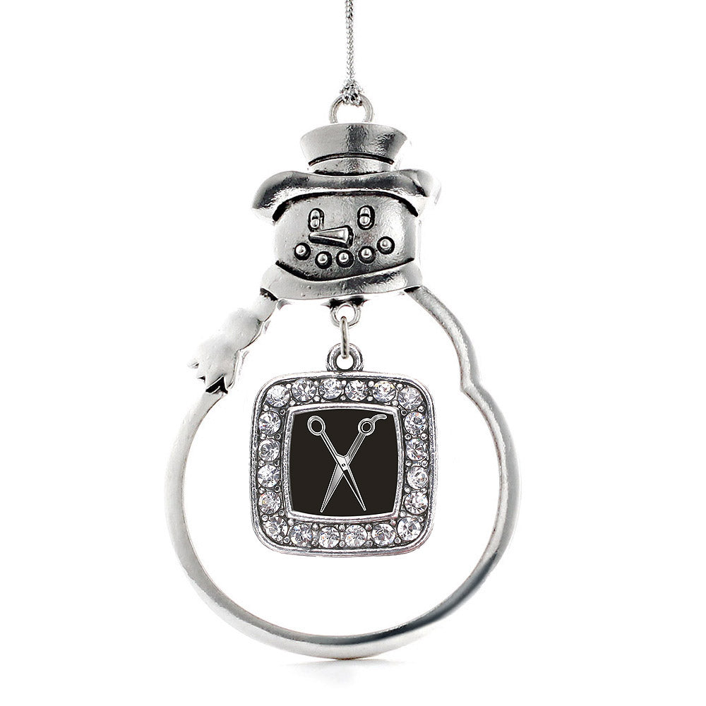 Silver The Stylist Square Charm Snowman Ornament