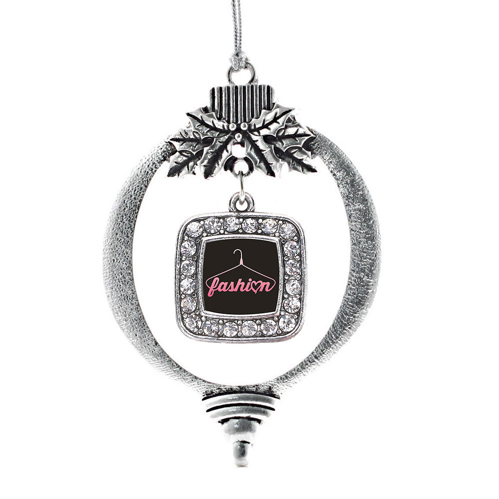 Silver Fashion Square Charm Holiday Ornament