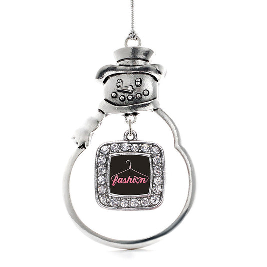 Silver Fashion Square Charm Snowman Ornament
