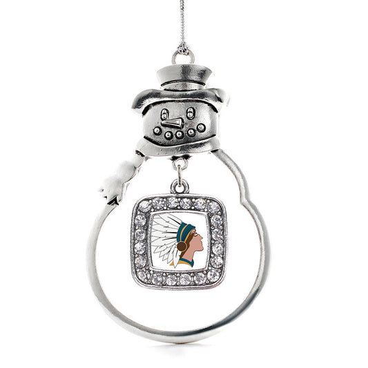 Silver Native American Square Charm Snowman Ornament