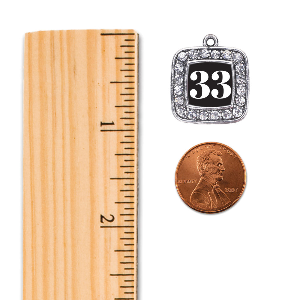 Silver Sport Number 33 Square Charm Snowman Ornament