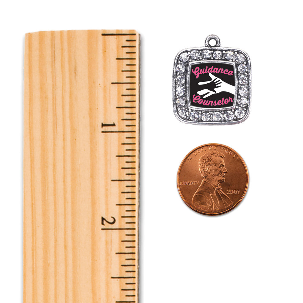 Silver Guidance Counselor Square Charm Snowman Ornament