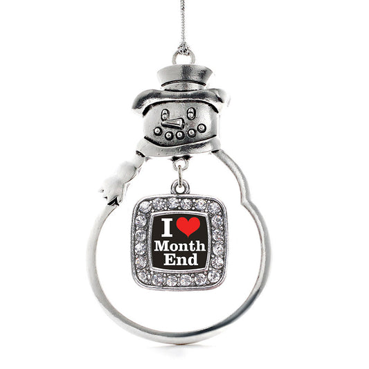 Silver I Love Months End Accountant Square Charm Snowman Ornament