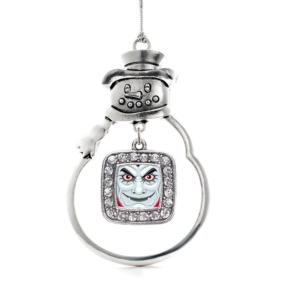 Silver Thirsty Vampire Square Charm Snowman Ornament